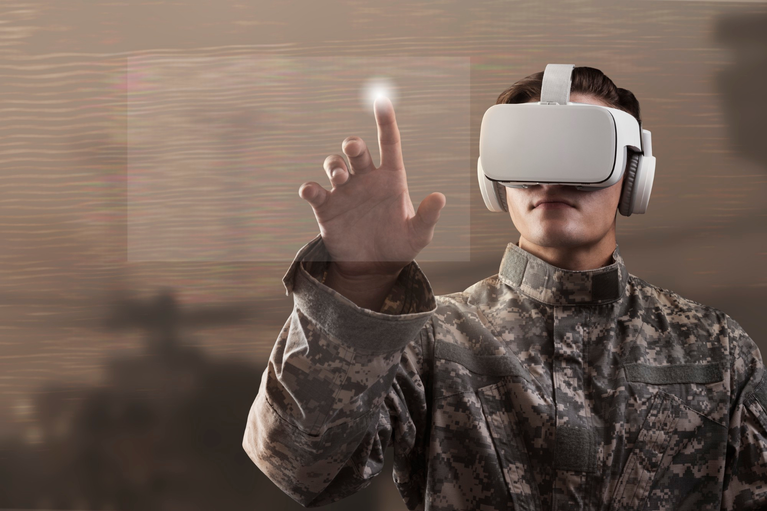 Soldier with VR device