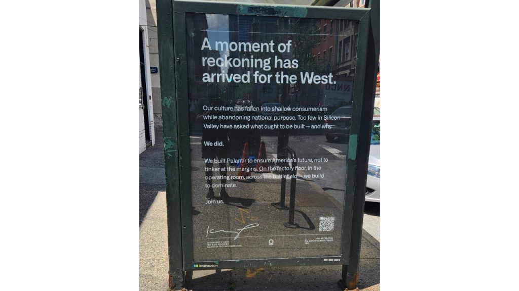 Palantir ad in the US