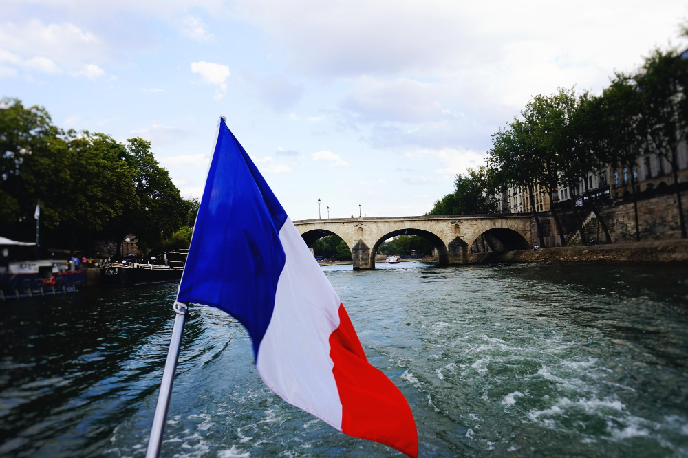 French flag on a boat